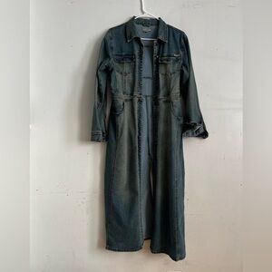 Max Studio Denim Duster Long Coat Jacket Size S